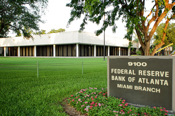 Color photo of the Federal Reserve Bank of Atlanta's Miami Branch building