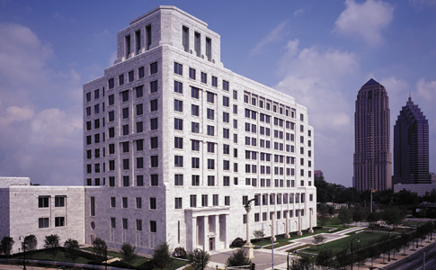 Finished Federal Reserve Bank of Atlanta building at 1000 Peachtree Street