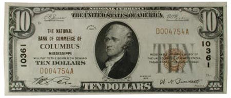 $10 national bank note