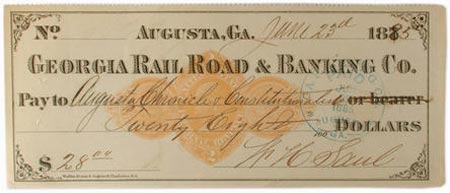 Georgia Railroad and Banking Company check