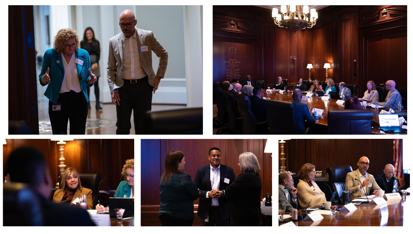 Collage of photos from a meeting in the Atlanta Fed office Board room of the Human Capital Advisory Council