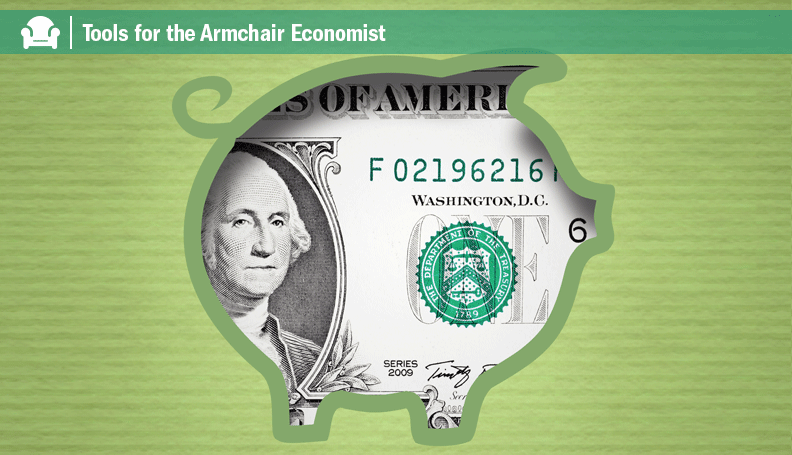 dollar bill behind piggy bank cutout
