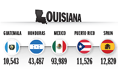 Top Countries of Origin for Hispanic Population in 2014, Louisiana