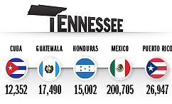 Top Countries of Origin for Hispanic Population in 2014, Tennessee