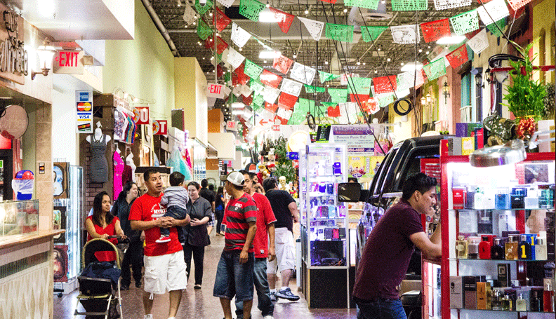 Inside Plaza Fiesta, a Hispanic-oriented shopping mall in metro Atlanta.
