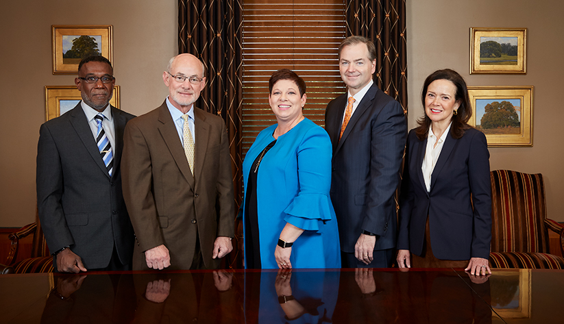 2018 New Orleans Board of Directors: Michael E. Hicks, Lampkin Butts, G. Janelle Frost, Phillip R. May,  Suzanne T. Mestayer. Not pictured: Elizabeth R. Ardoin, Art E. Favre