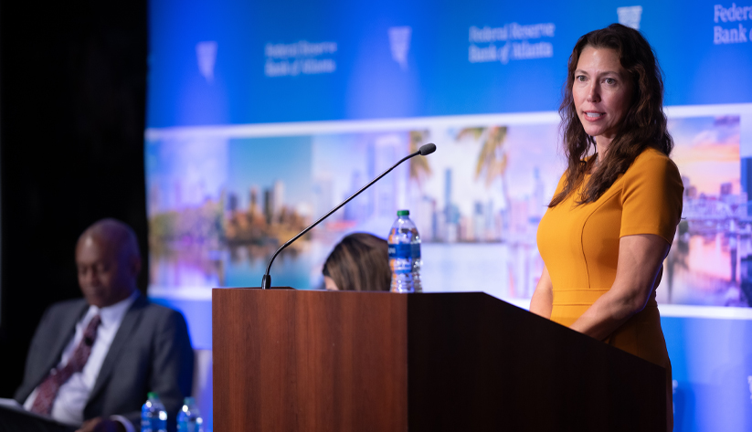 The Atlanta Fed's Jessica Washington speaks at the forum