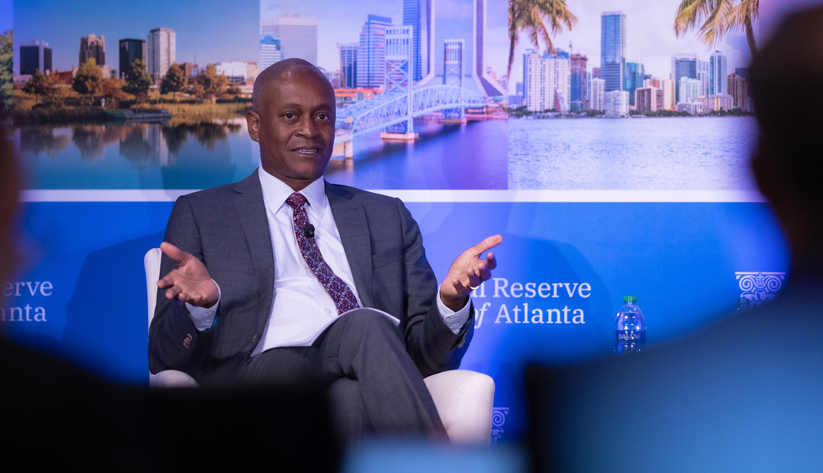 Atlanta Fed president Raphael Bostic speaks at the payments inclusion forum