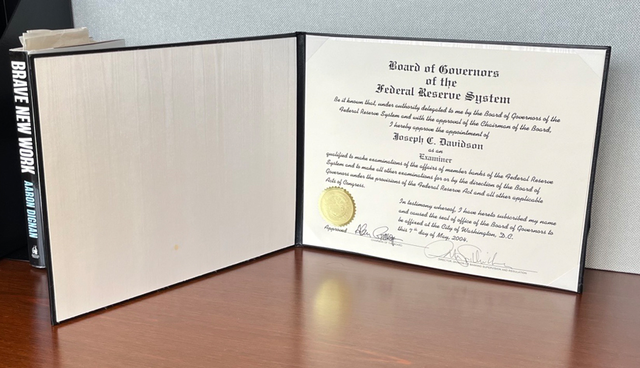 Examiner certificate for Joseph Davidson