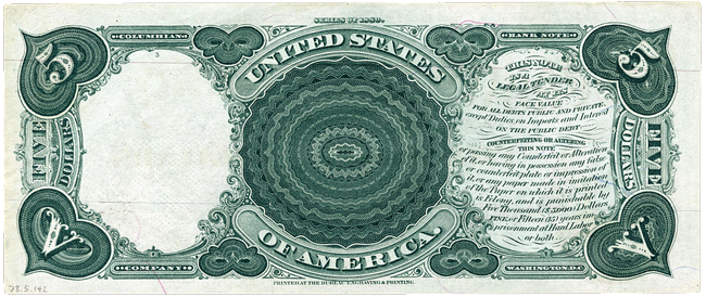 Legal Tender Note back