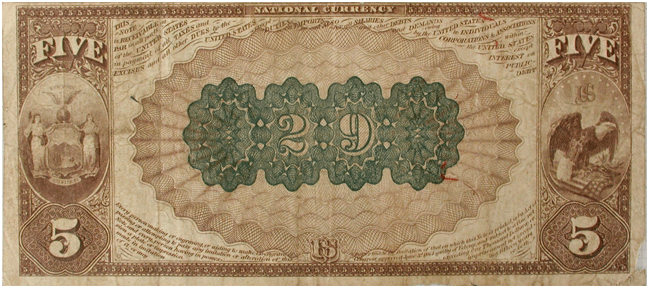 National Bank Note back
