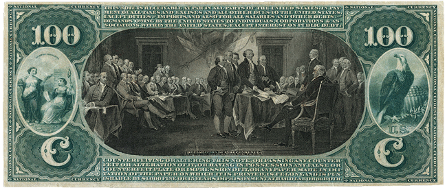 National Bank Note Series $100 Bill back