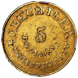 Bechtler $5 Gold Coin front