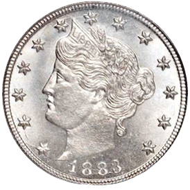 Liberty Head V Nickel with No Cents front