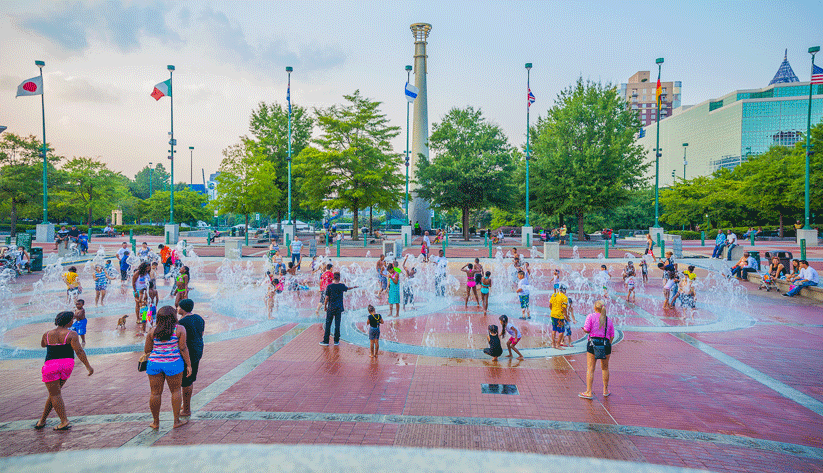 Downtown Atlanta’s Centennial Olympic Park, one of the most prominent legacies of the 1996 Olympic Games. Photo by Kendrick Disch