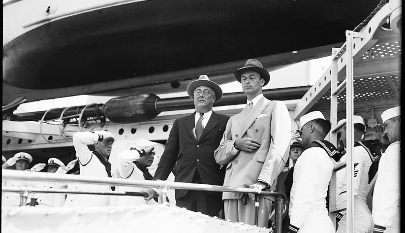 President Franklin D. Roosevelt and his son James aboard the USS Farragut in Jacksonville in 1935. Photo courtesy of the Library of Congress photographic archives