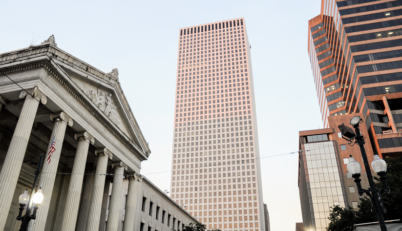 Hancock Whitney Center was named One Shell Square until 2017. Shell still leases space in the building, but many oil companies have moved corporate offices from New Orleans since the 1980s, to Houston in many cases. Photo courtesy of Wikimedia Commons