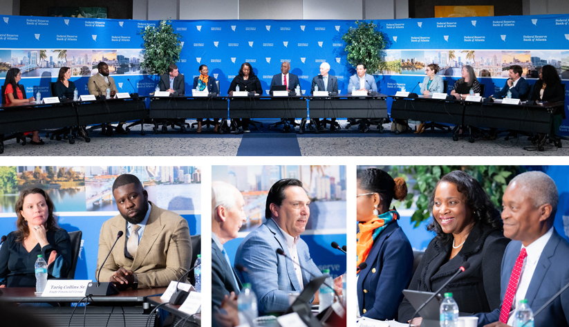 Collage of photos from the Fed Listens event
