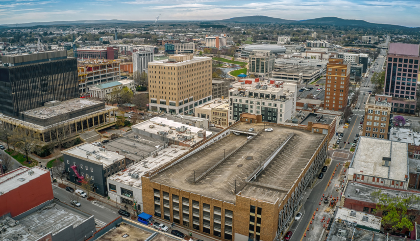 Overhead photo of downtown Huntsville, Alabama