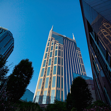 Color photo of the AT&T building in Nashville, TN