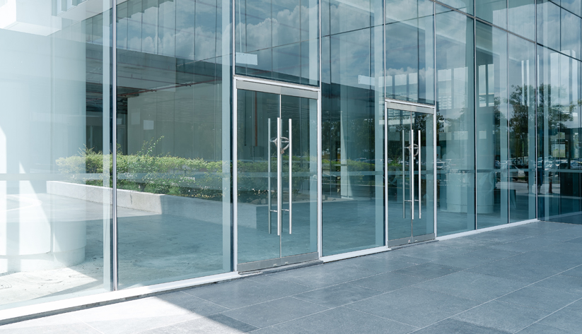 All glass exterior view of a building