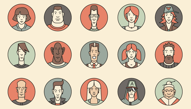 illustration of diverse group of people within circles