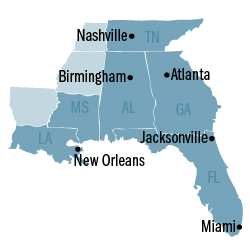 Federal Reserve Sixth District State Map
