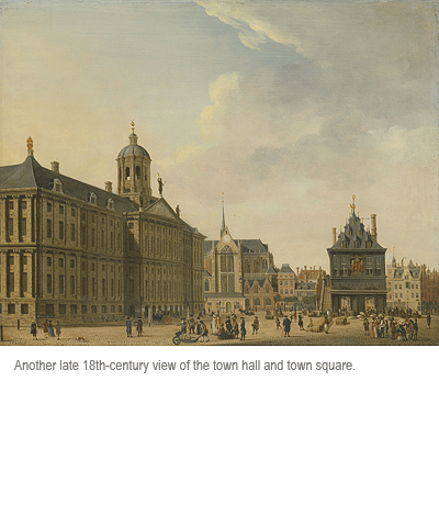 Late 18th-century painting of the Amsterdam town hall and town square