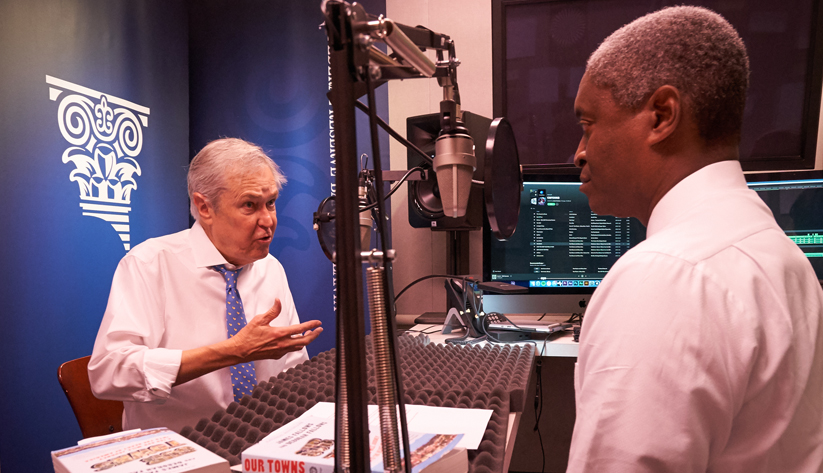Raphael Bostic (right), president and CEO of the Atlanta Fed, interviewing author James Fallows