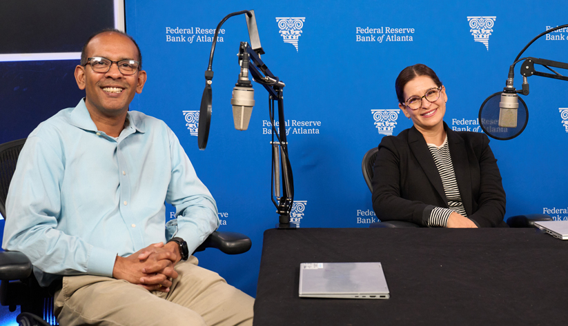 The Atlanta Fed's Anoop Mishra and Shari Bower. Photo by David Fine