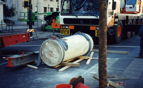 Moving the columns from 104 Marietta Street, picture 1