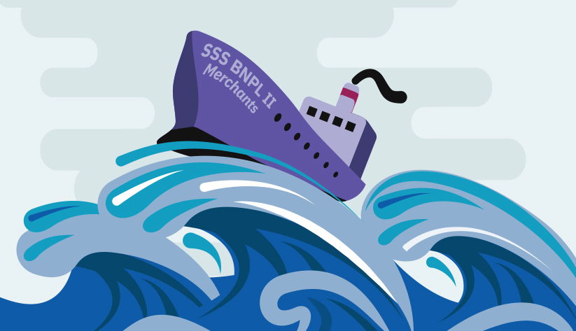  ship on ocean wave crest with initials s-s b-n-p-l i-i