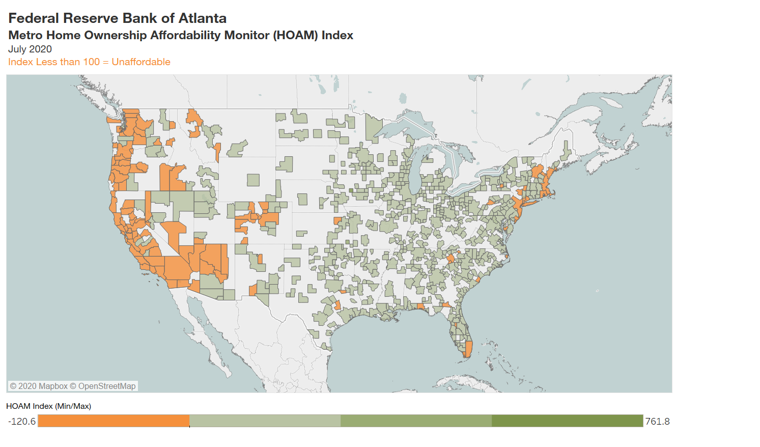 Metro home ownership affordability monitor index