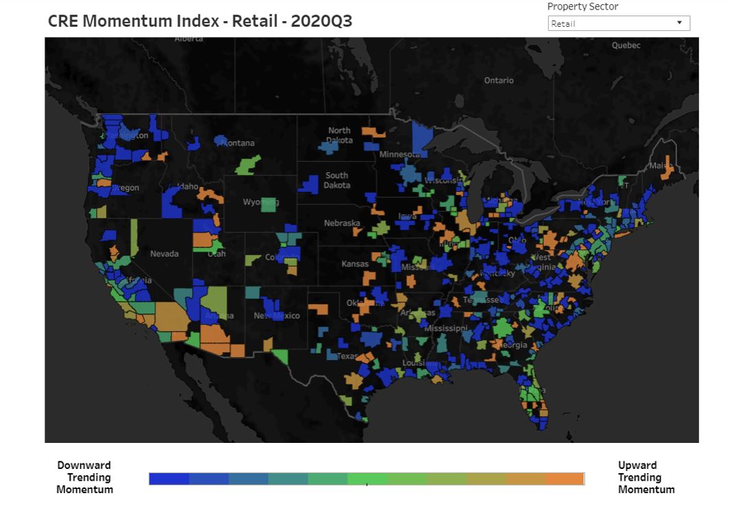 CRE momentum index - retail - 2020Q3