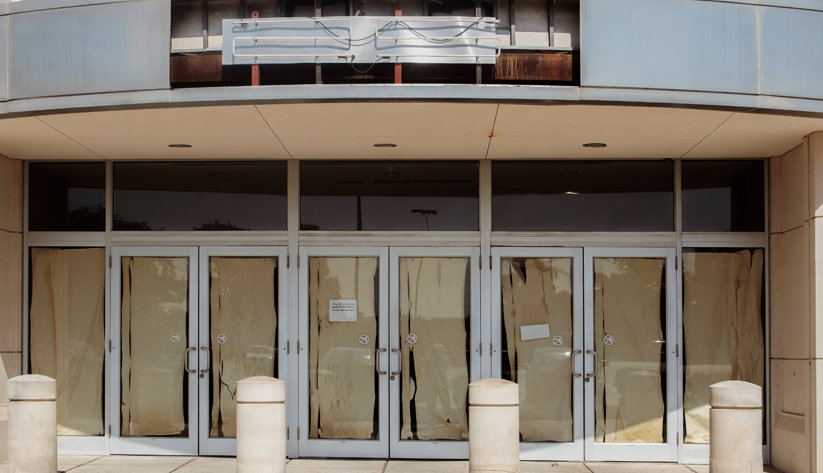 closed and covered up mall entrance