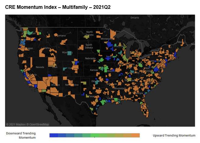 cre momentum index - multifamily - 2021q2 map