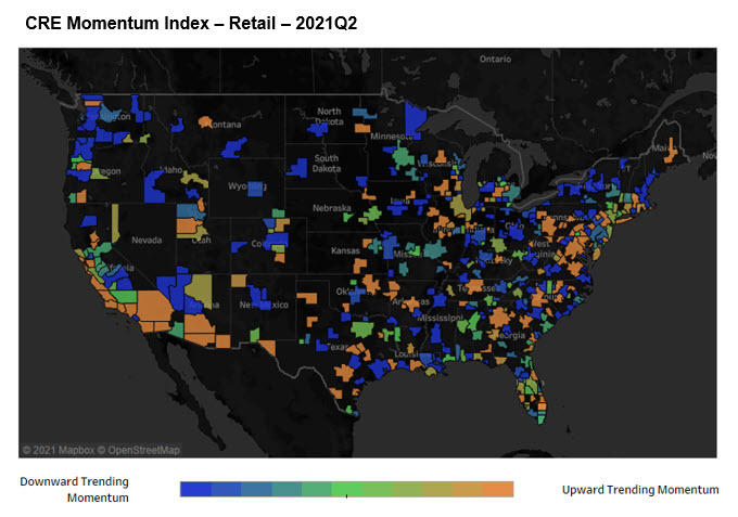 cre momentum index - retail - 2021q2