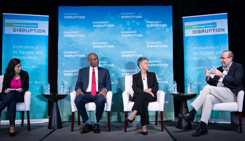Catherine Rampell, Atlanta Fed president Raphael Bostic, Boston Fed president Susan Collins, and Richmond Fed president Tom Barkin.
