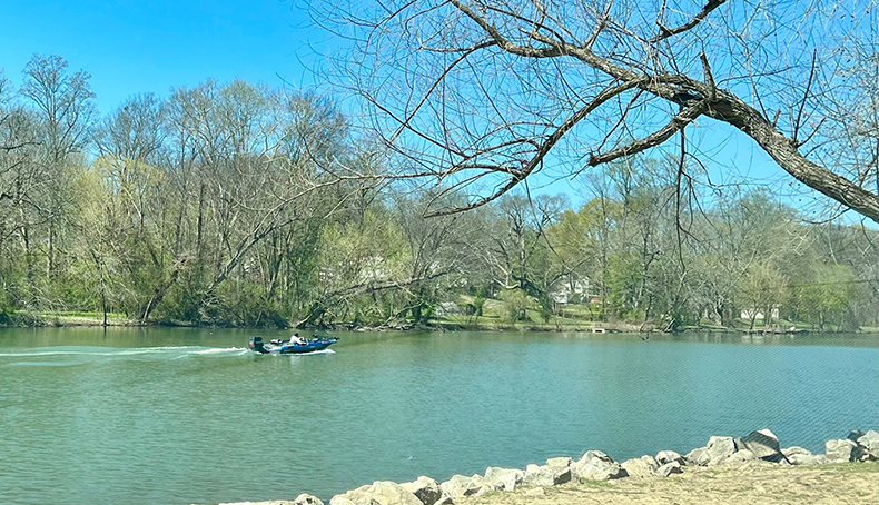 A boater on the Barren Fork River in McMinnville, Tennessee