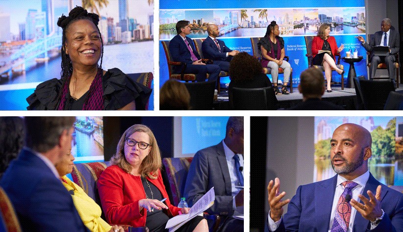 Collage of Raphael Bostic and other participants 