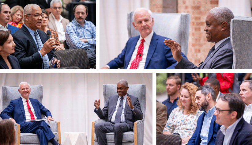 Collage of Raphael Bostics' visit to the chamber