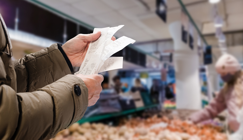 shopper holding receipts