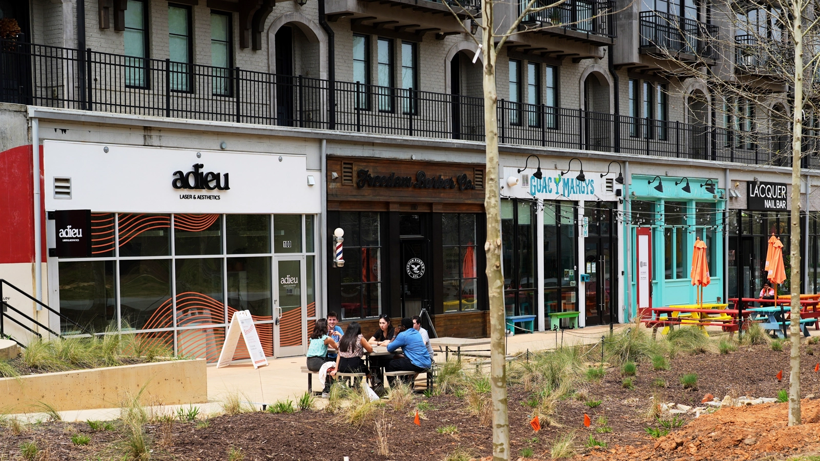 view of multiple small businesses