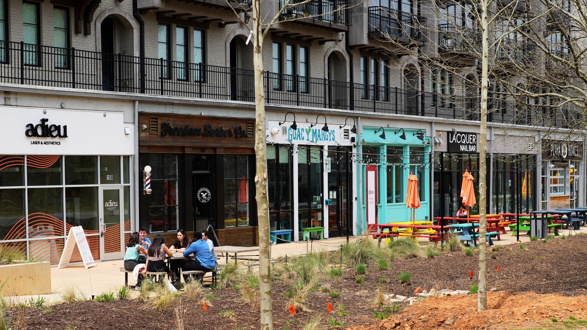view of multiple small businesses
