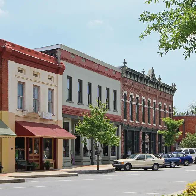 Small town store front shops