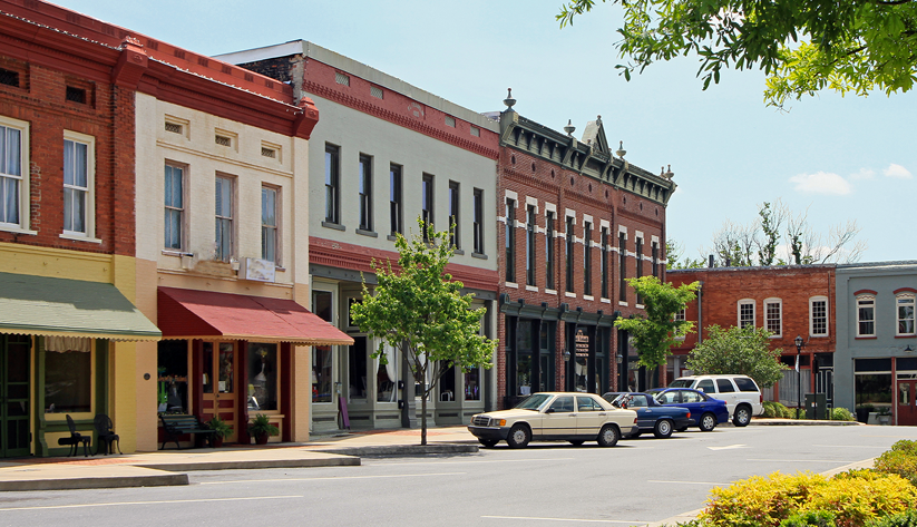 small town store front shops