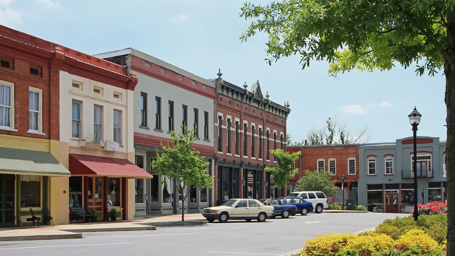 Small town store front shops