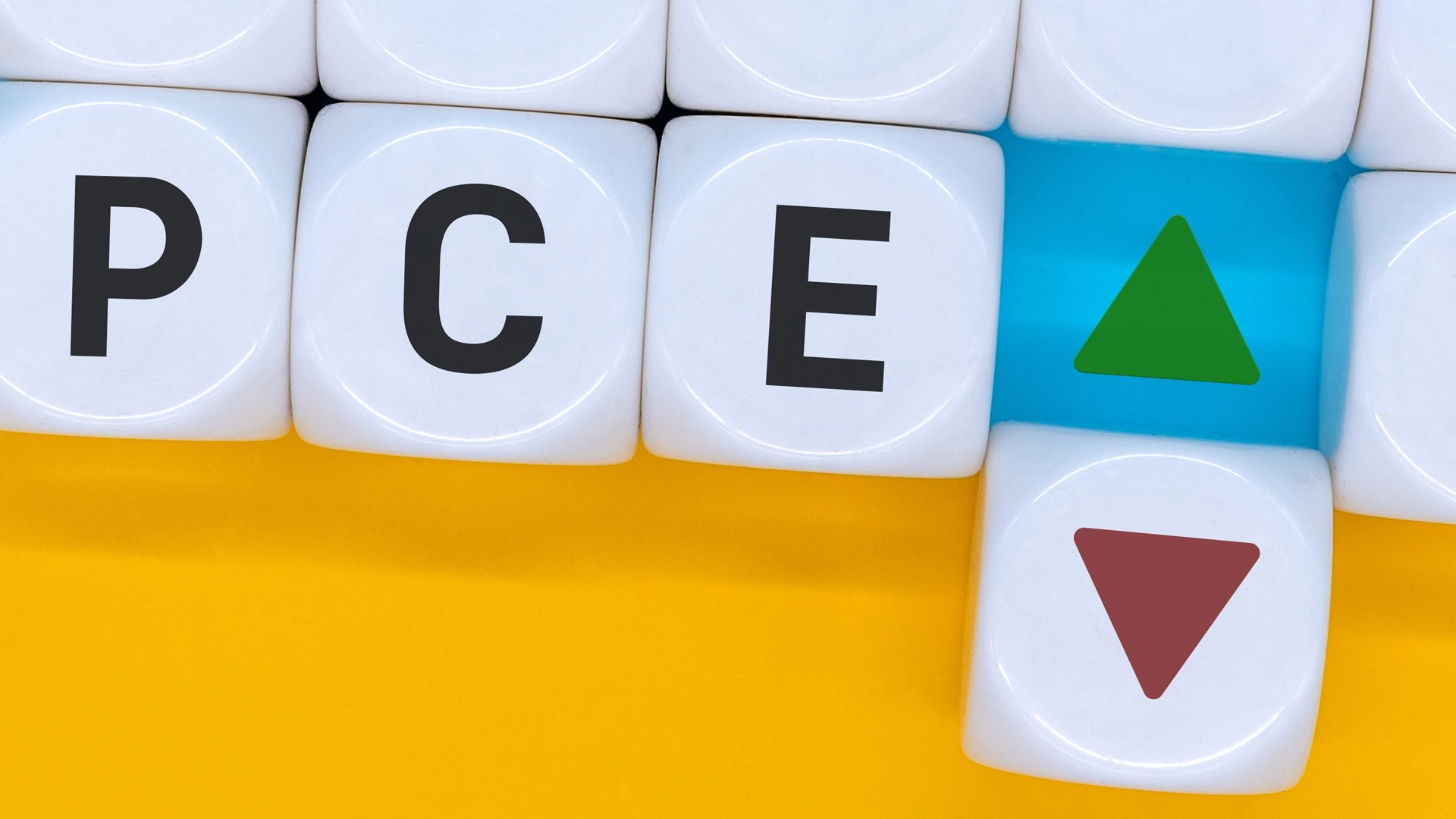 Keyboard keys with letters PCE with up and down arrows