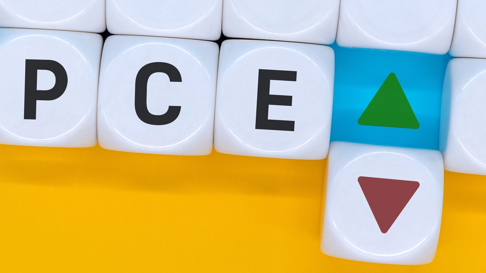 Keyboard keys with letters PCE with up and down arrows