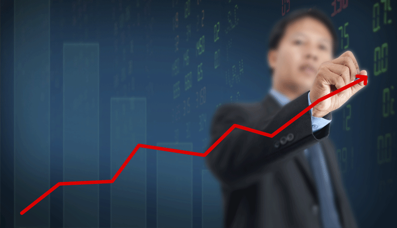 Man creating ascending chart